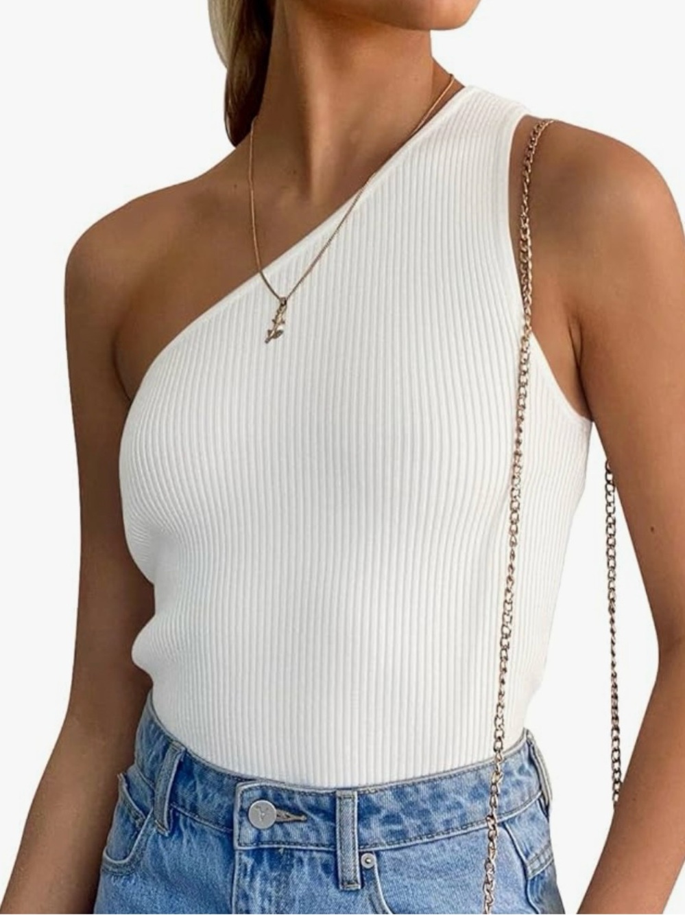 Amazon Ribbed One Shoulder Tank - Picture 3 of 4